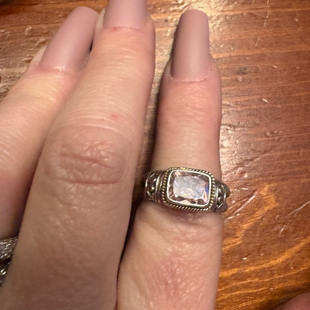 Annika Witt Sterling Silver Ring size 6 pink stone with Intricate Design